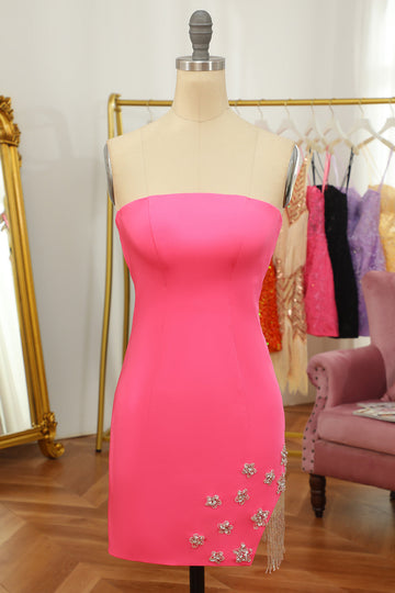 Pink Tight Cocktail Dress with Star and Fringes